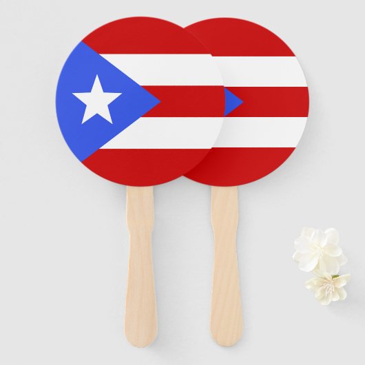 Puerto Rico-vlag Handwaaier (Voorkant en achterkant)