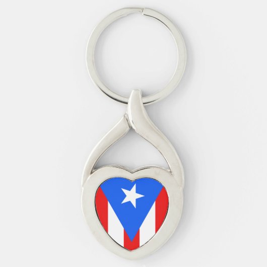 Puerto Rico vlag hart sleutelhanger cadeau (Voorkant)