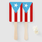 Puerto Rico vlag hemelsblauw Handwaaier (Voorkant en achterkant)