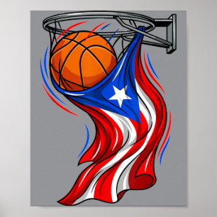 Puerto Rico Vlag Honkbal Hoep Net Swish Grafisch Poster