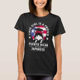 Puerto Rico Vlag Japan Opgegroeide Vrouwen Meisje T-shirt