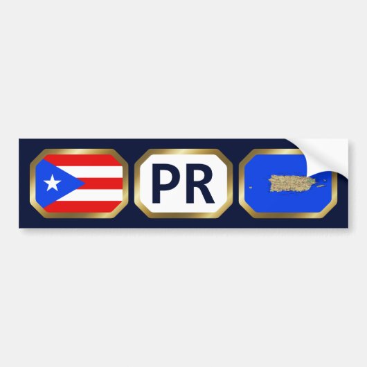 Puerto Rico Vlag Kaart Code Bumper Sticker (Voorkant)
