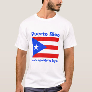 Puerto Rico Vlag + Kaart + Tekst T-shirt