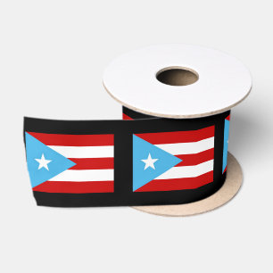 Puerto Rico Vlag Lint Zwart - Lichtblauw Boricua