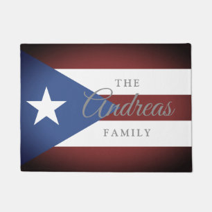 Puerto Rico vlag met aangepaste familienaam Deurmat