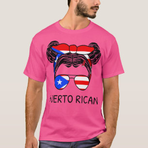 Puerto Rico Vlag Puerto Ricaans Meisje Met Messy B T-shirt