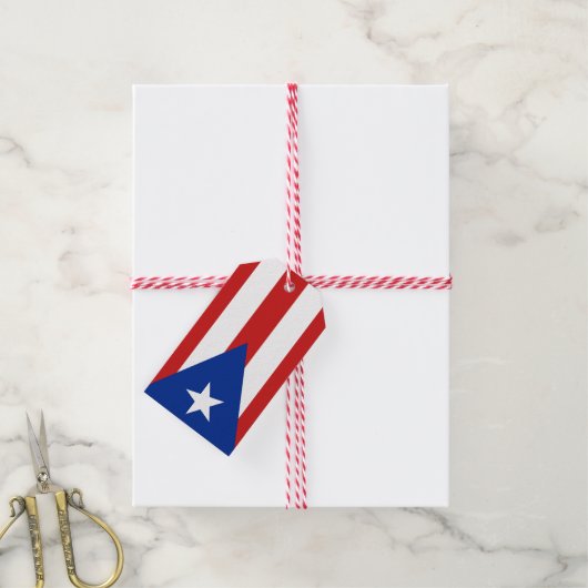 Puerto Rico Vlag Verjaardag Cadeaulabel (Met Touw)
