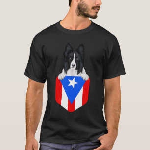 Puerto Rico - vlaggengrens collie dog in zakje T-shirt
