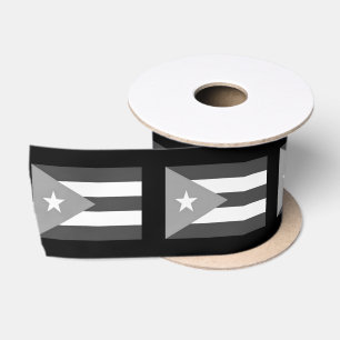 Puerto Rico Vlaglint Zwart en Wit – Boricua Satijnen Lint