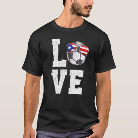 Puerto Rico Voetbal Liefde Puerto Ricaanse Vlag T-shirt (Voorkant)