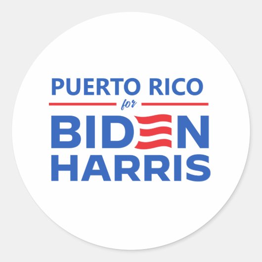 Puerto Rico voor Biden Harris Ronde Sticker (Voorkant)
