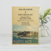 Puerto Rico Wedding Invitation  midden in de eeuw Kaart (Staand voorkant)