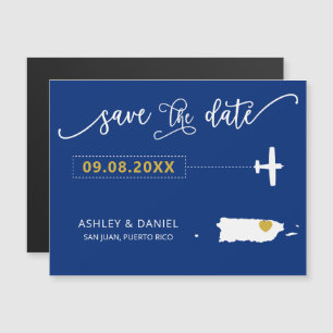Puerto Rico Wedding Save the Date Card, Map Magnetische Uitnodiging
