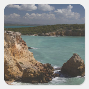 Puerto Rico, Westkust, Cabo Rojo, kustlijn 3 Vierkante Sticker