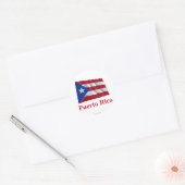 Puerto Rico wuivende vlag met naam Ronde Sticker (Envelop)