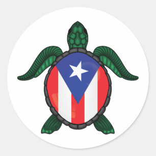 Puerto rico zee schildpadvlag ronde sticker