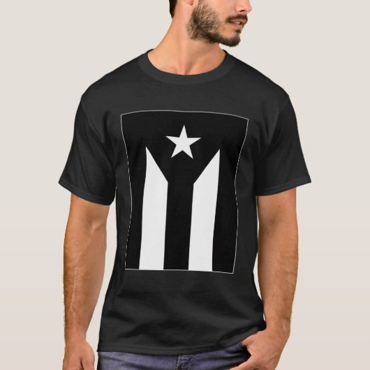 Puerto Rico zwart-wit vlag T-shirt (Voorkant)