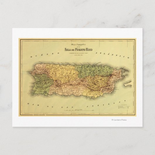 Puerto RicoPanoramic MapPuerto Rico Briefkaart (Voorkant)