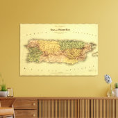 Puerto RicoPanoramic MapPuerto Rico Canvas Afdruk (Insitu (Woonkamer))