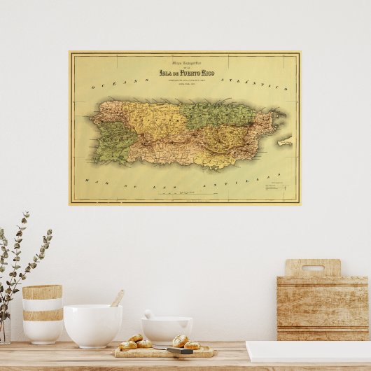 Puerto RicoPanoramic MapPuerto Rico Poster (Keuken)