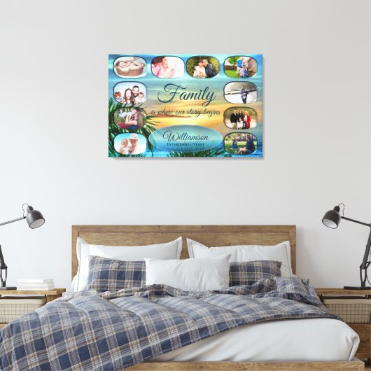 Puerto Sunset Family Collage 1557 Art Canvas Print (Insitu (Slaapkamer))