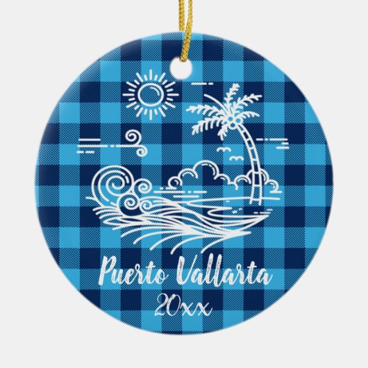 Puerto Vallarta Blue Buffalo met kerstmis Keramisch Ornament (Voorkant)