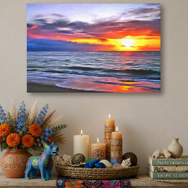 Puerto Vallarta Malecon Sunset 1739 Kunst Canvas Afdruk