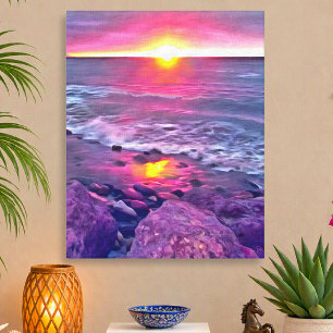 Puerto Vallarta Malecon Zonsondergang 0911 Kunst Canvas Afdruk