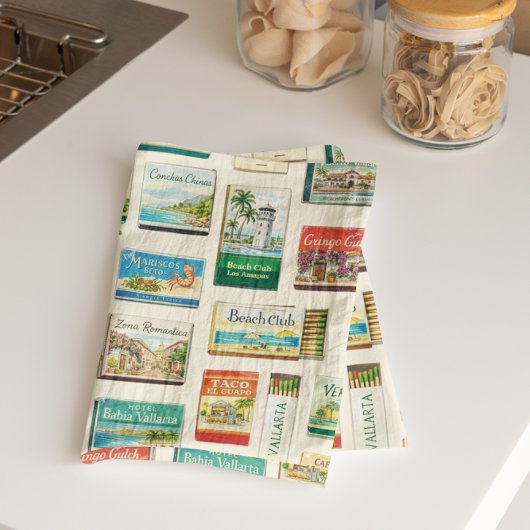 Puerto Vallarta Matchbook Pattern Tea Towel Theedoek
