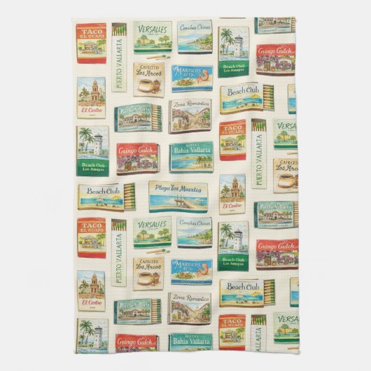 Puerto Vallarta Matchbook Pattern Tea Towel Theedoek (Verticaal)