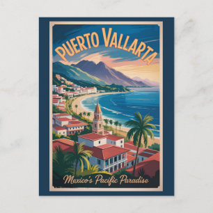 Puerto Vallarta Mexico Illustratie Reis Kunst Briefkaart