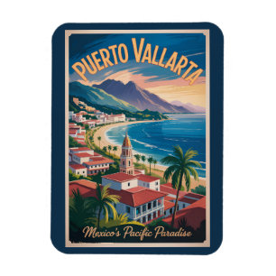Puerto Vallarta Mexico Illustratie Reis Kunst Magneet