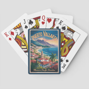 Puerto Vallarta Mexico Illustratie Reis Kunst Pokerkaarten