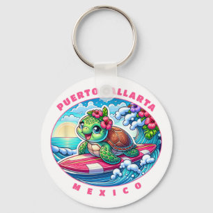 Puerto Vallarta Mexico Meisjes Schattig Surfen Zee Sleutelhanger