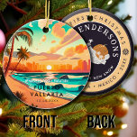 Puerto Vallarta Mexico Palm Tree Vintage reizen Keramisch Ornament<br><div class="desc">Puerto Vallarta Mexico Vintage 60s Souvenirs. Puerto Vallarta Beach Mexico - Retro Tropical Palm Tree 60s Souvenirs ontwerp maakt een geweldig kerst- of verjaardagscadeau voor fans van Puerto Vallarta Beach. Het retro zomerse vibe ontwerp is een perfect cadeau voor reisliefhebbers en tropische bestemmingsfans. U kunt deze sjabloon aanpassen en wijzigen...</div>