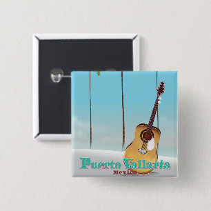 Puerto Vallarta Mexico reisposter Vierkante Button 5,1 Cm