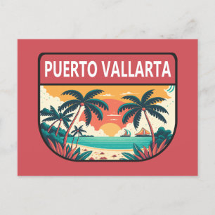 Puerto Vallarta Mexico Retro Embleem Briefkaart
