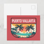 Puerto Vallarta Mexico Retro Embleem Briefkaart (Voorkant / Achterkant)