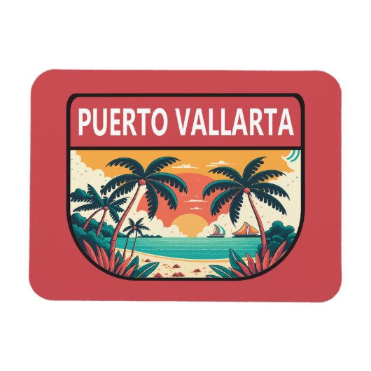 Puerto Vallarta Mexico Retro Embleem Magneet (Horizontaal)