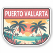 Puerto Vallarta Mexico Retro Embleem Sticker (Voorkant)