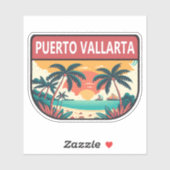 Puerto Vallarta Mexico Retro Embleem Sticker (Vel)