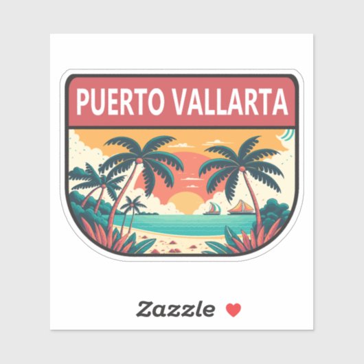 Puerto Vallarta Mexico Retro Embleem Sticker (Vel)