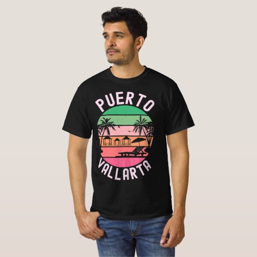 Puerto Vallarta Mexico Retro Mexican Resort Vacati T-shirt (Voorkant volledig)