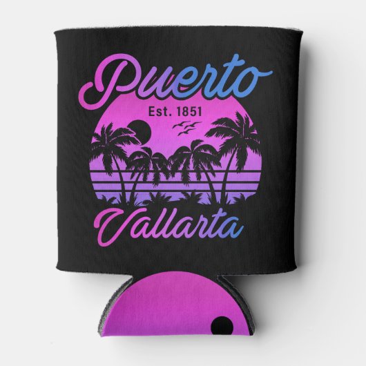 Puerto Vallarta Mexico Retro Sunset Souvenirs 60s Blikjeskoeler (Voorkant)