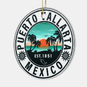 Puerto Vallarta Mexico Retro Sunset Souvenirs 60s Keramisch Ornament (Links)