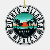 Puerto Vallarta Mexico Retro Sunset Souvenirs 60s Keramisch Ornament (Achterkant)