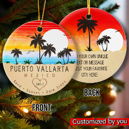Puerto Vallarta Mexico Retro Sunset Souvenirs 60s Keramisch Ornament