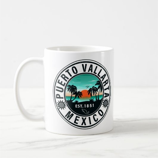 Puerto Vallarta Mexico Retro Sunset Souvenirs 60s Koffiemok (Links)