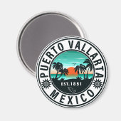 Puerto Vallarta Mexico Retro Sunset Souvenirs 60s Magneet (Voorkant / Achterkant)