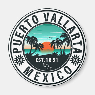 Puerto Vallarta Mexico Retro Sunset Souvenirs 60s Magneet